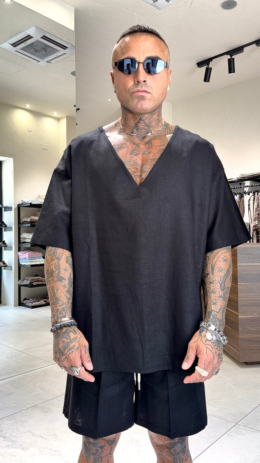 SCOLLO V LINEN TEE