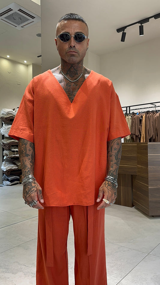 SCOLLO V LINEN TEE