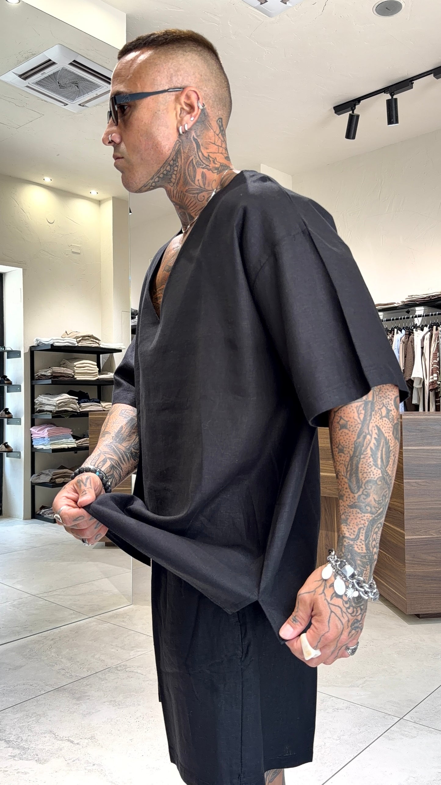 SCOLLO V LINEN TEE