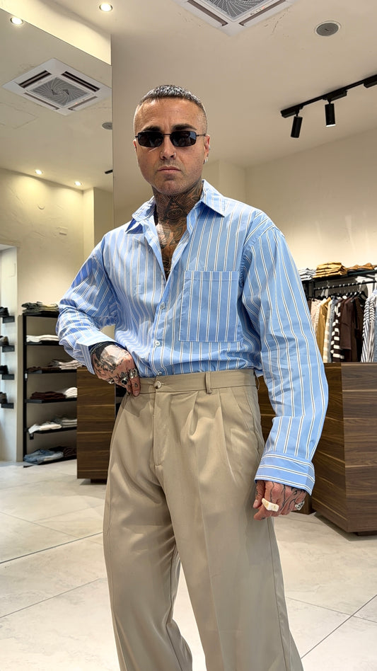 POPELINE SHIRT RIGHE LARGE