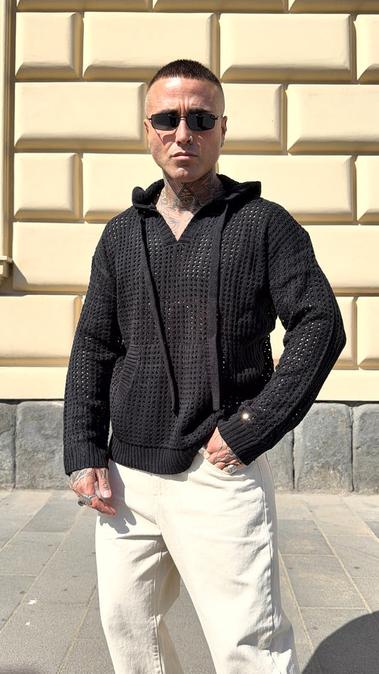 MAGLIA CAPPUCCIO TRAFORATA