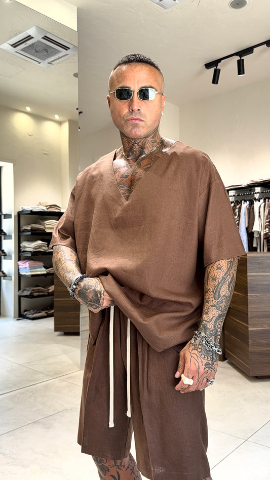 SCOLLO V LINEN TEE