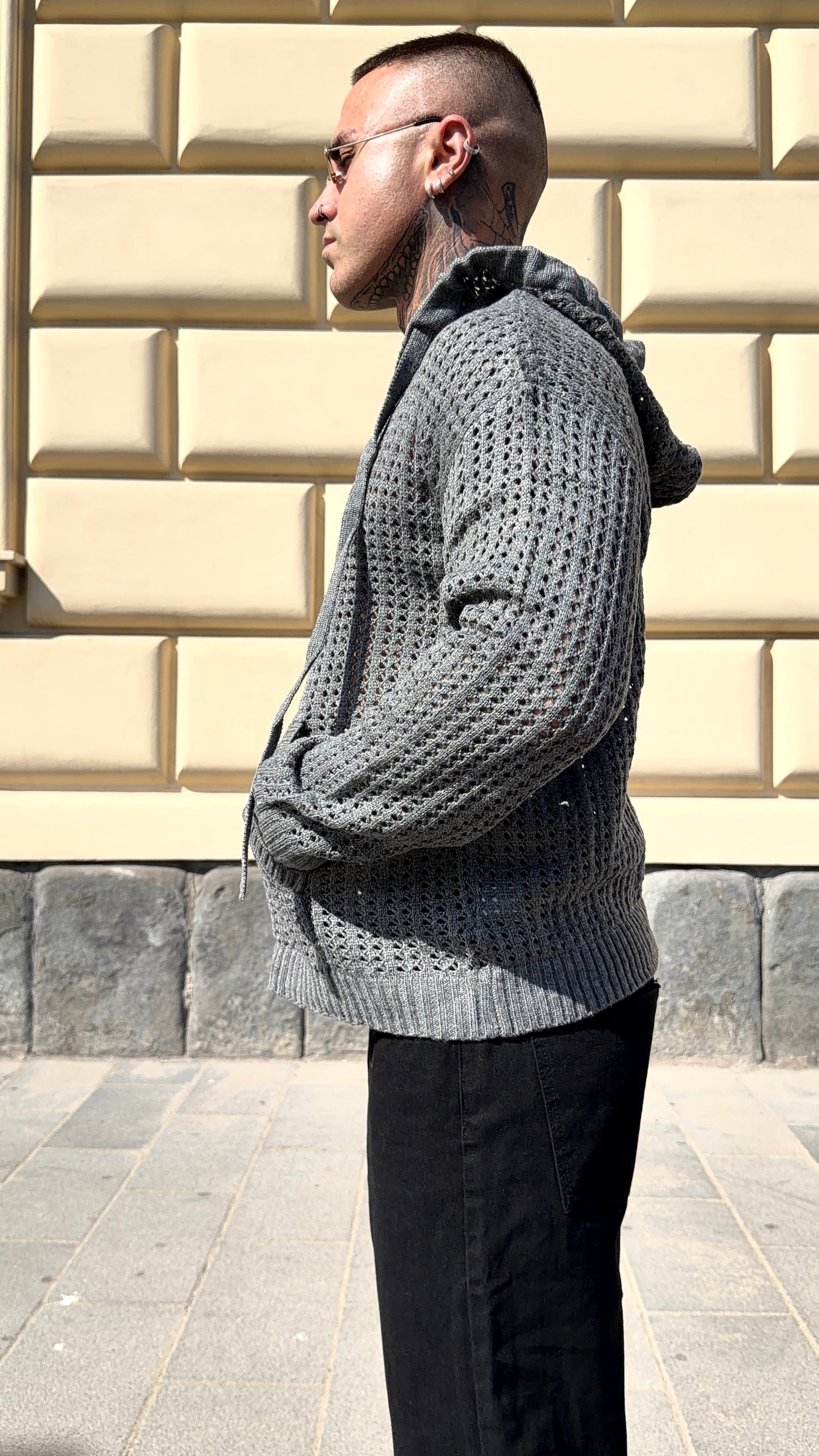 MAGLIA CAPPUCCIO TRAFORATA