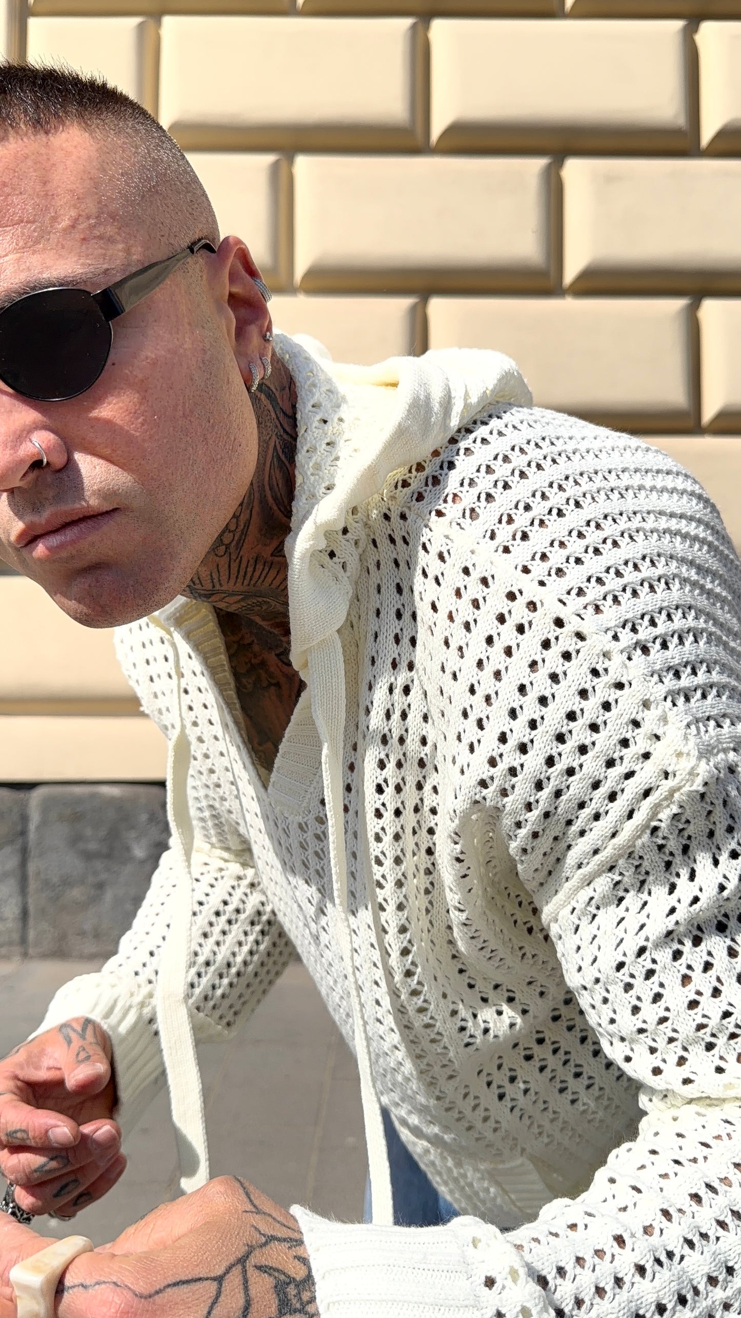 MAGLIA CAPPUCCIO TRAFORATA