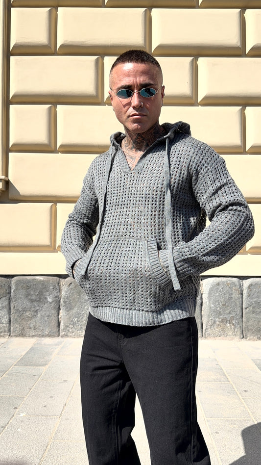 MAGLIA CAPPUCCIO TRAFORATA