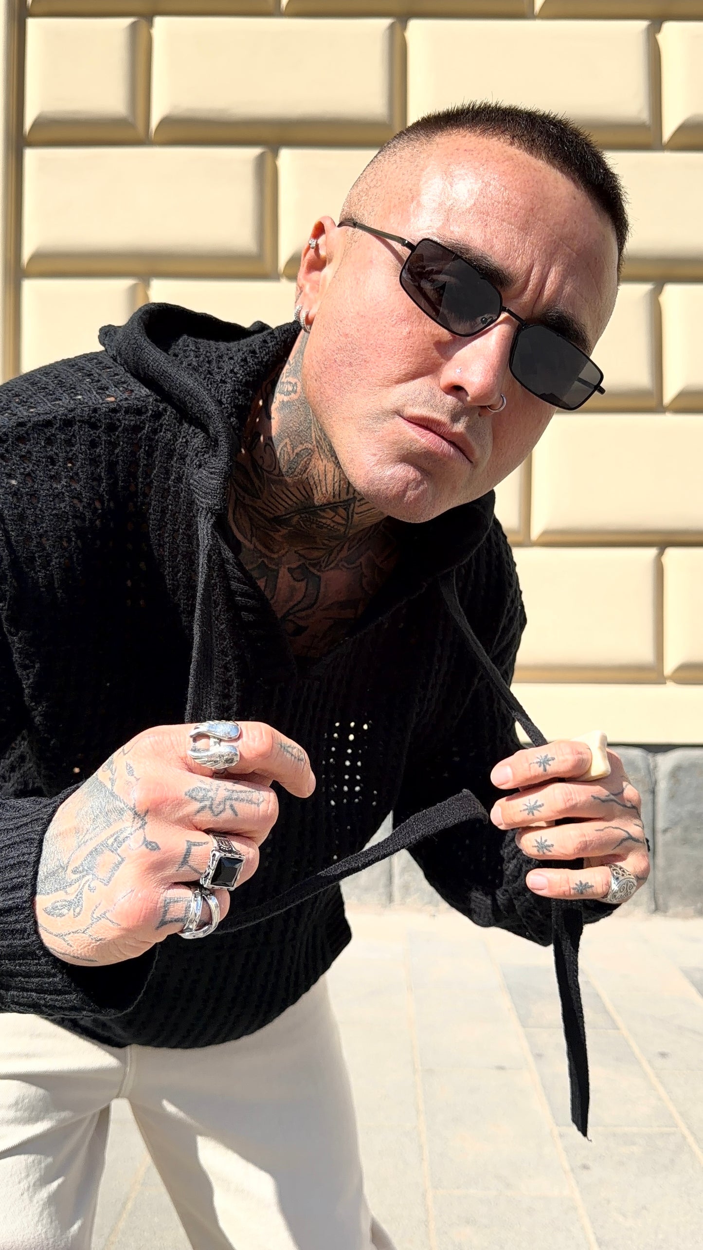 MAGLIA CAPPUCCIO TRAFORATA