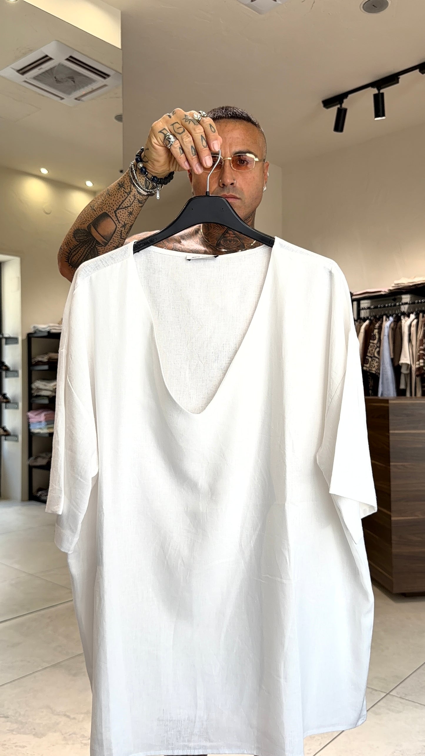 SCOLLO V LINEN TEE
