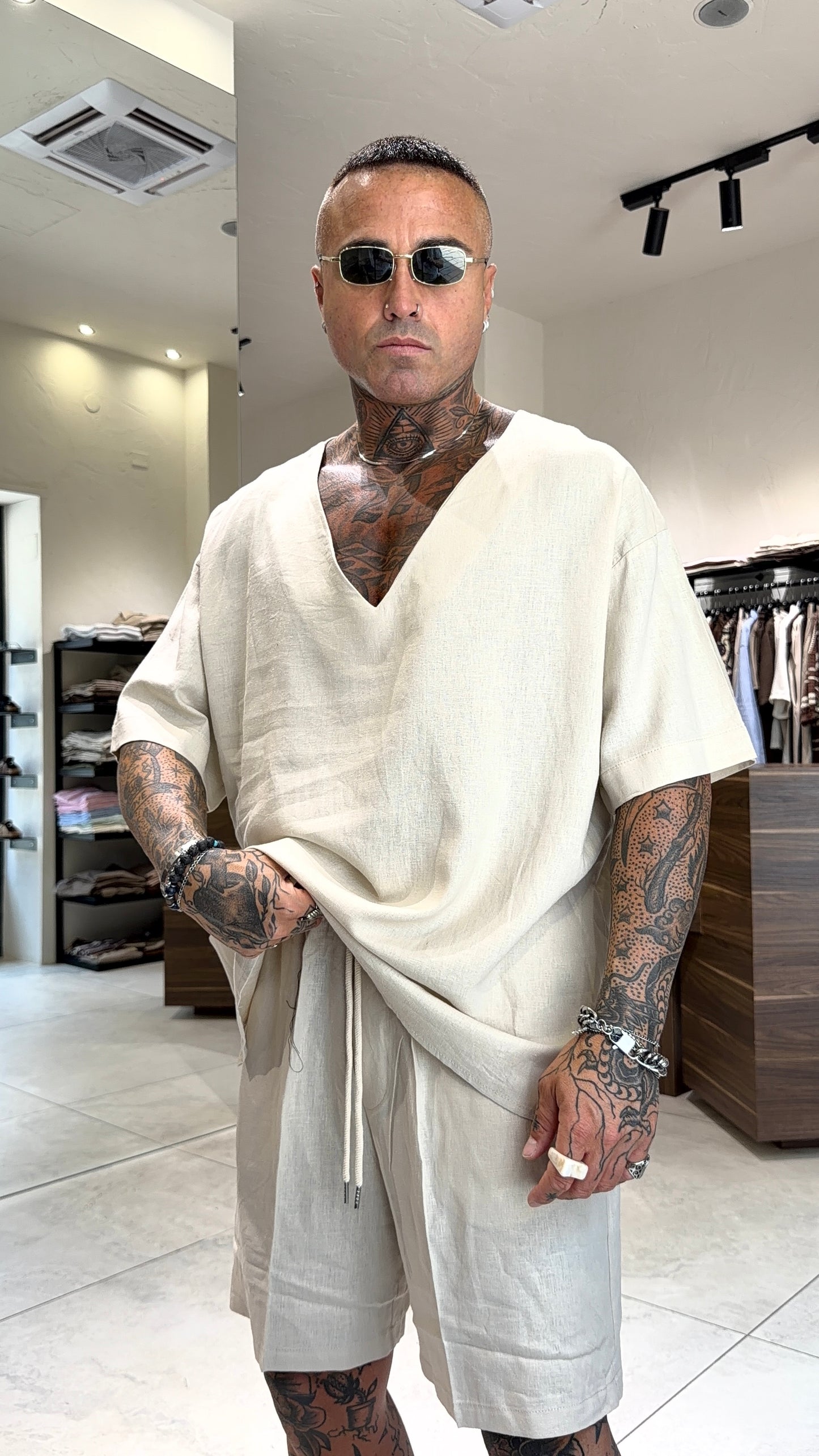 SCOLLO V LINEN TEE