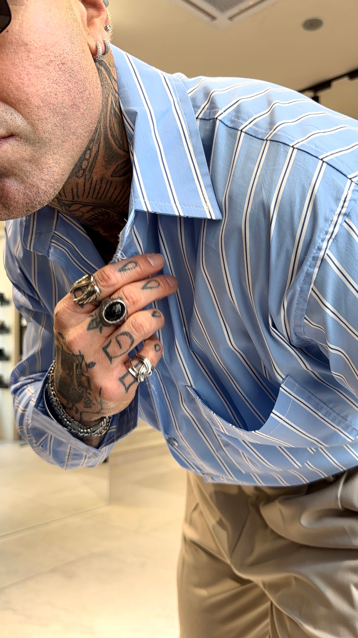 POPELINE SHIRT RIGHE LARGE