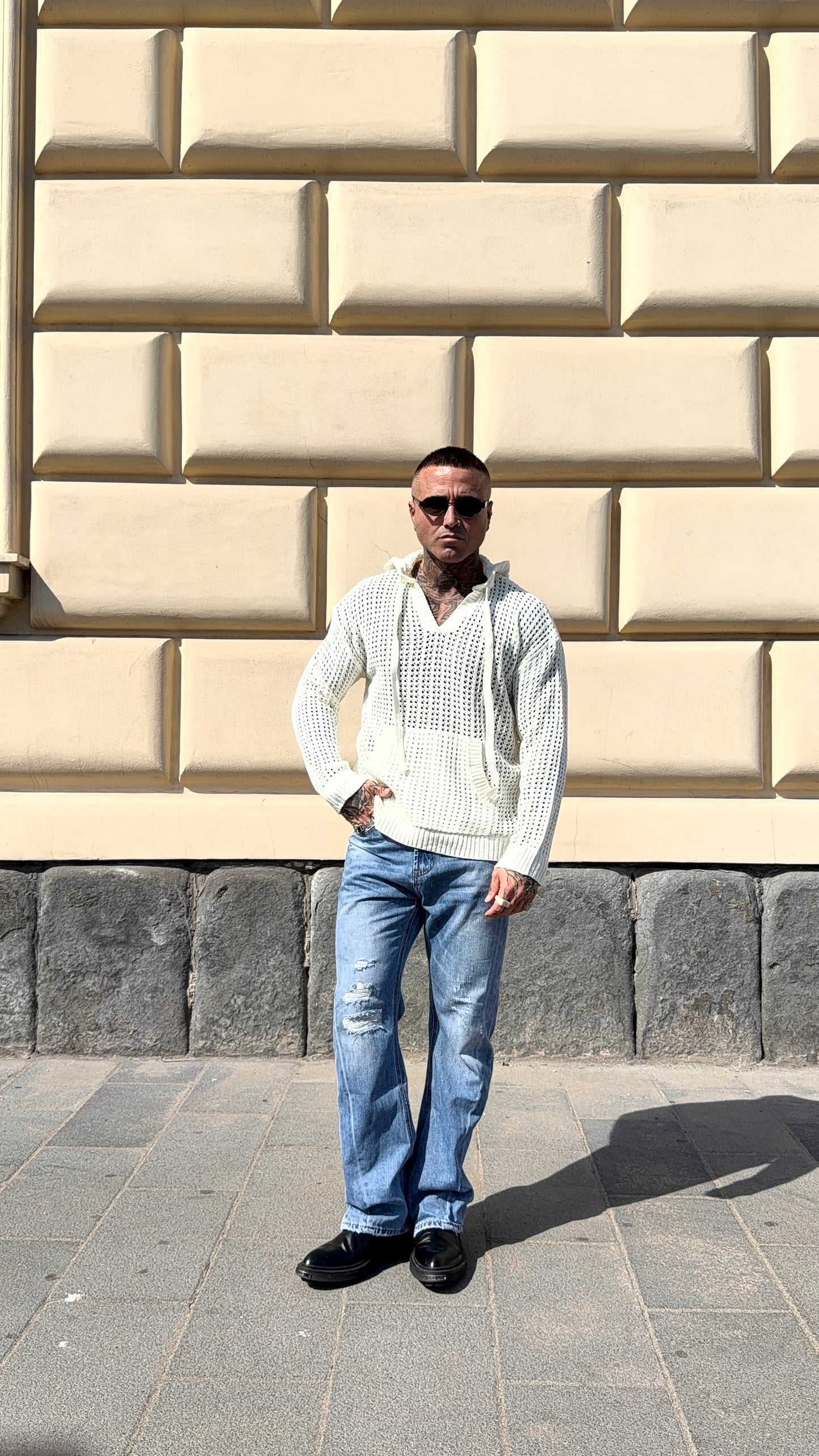 MAGLIA CAPPUCCIO TRAFORATA