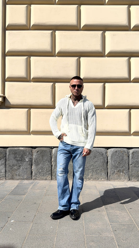 MAGLIA CAPPUCCIO TRAFORATA