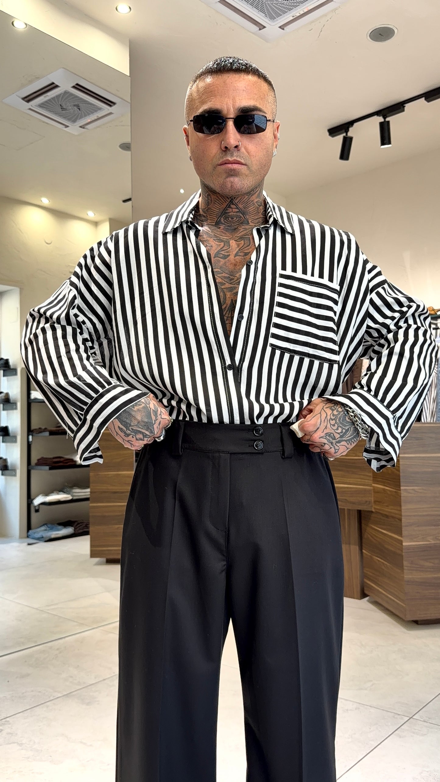 POPELINE RIGHE SHIRT