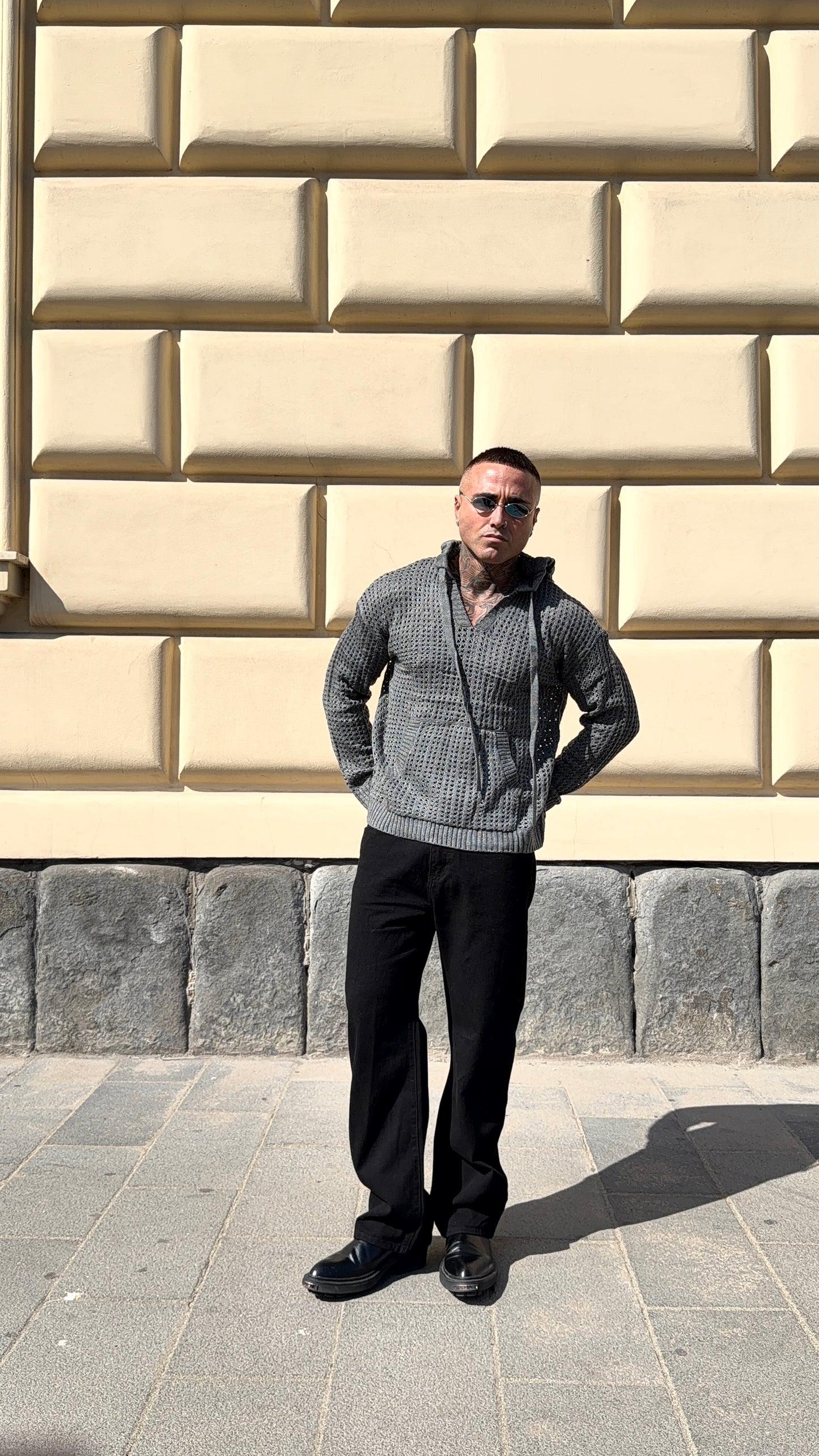 MAGLIA CAPPUCCIO TRAFORATA