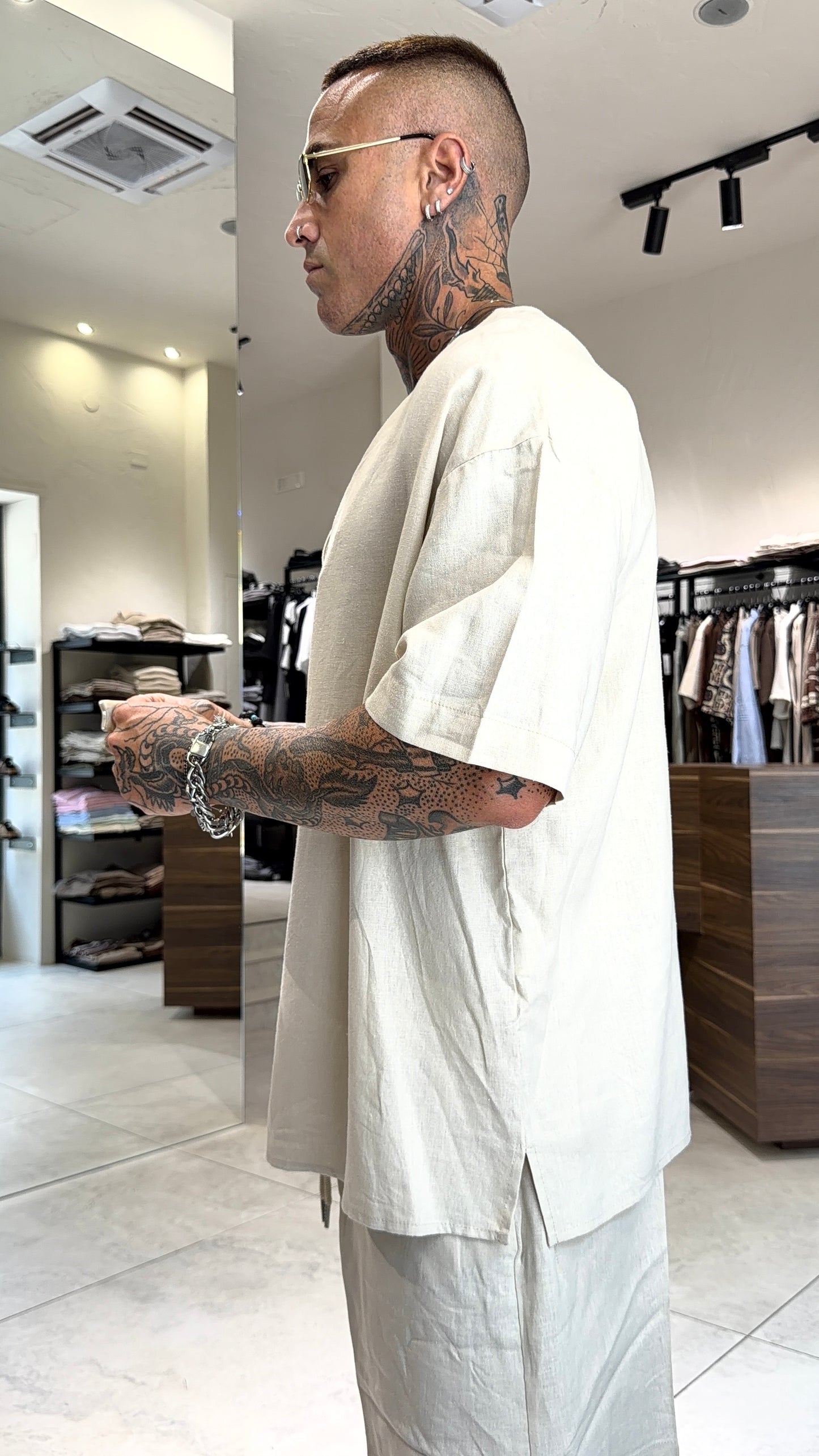 SCOLLO V LINEN TEE