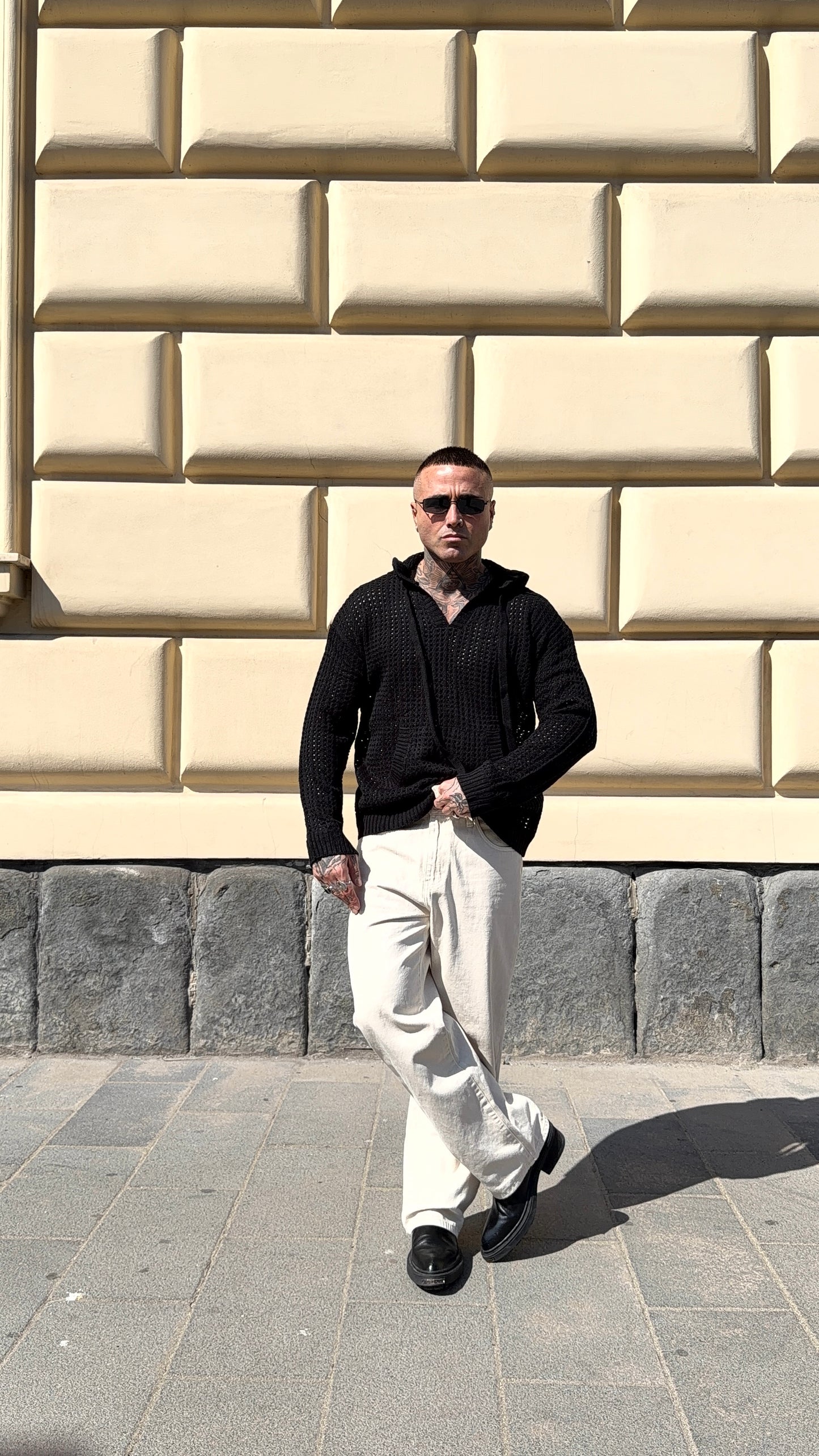 MAGLIA CAPPUCCIO TRAFORATA