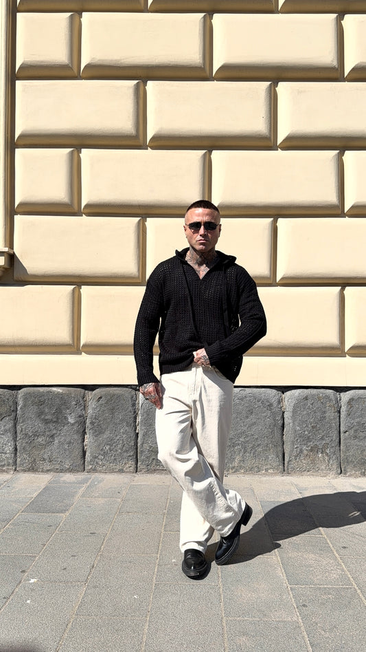 MAGLIA CAPPUCCIO TRAFORATA