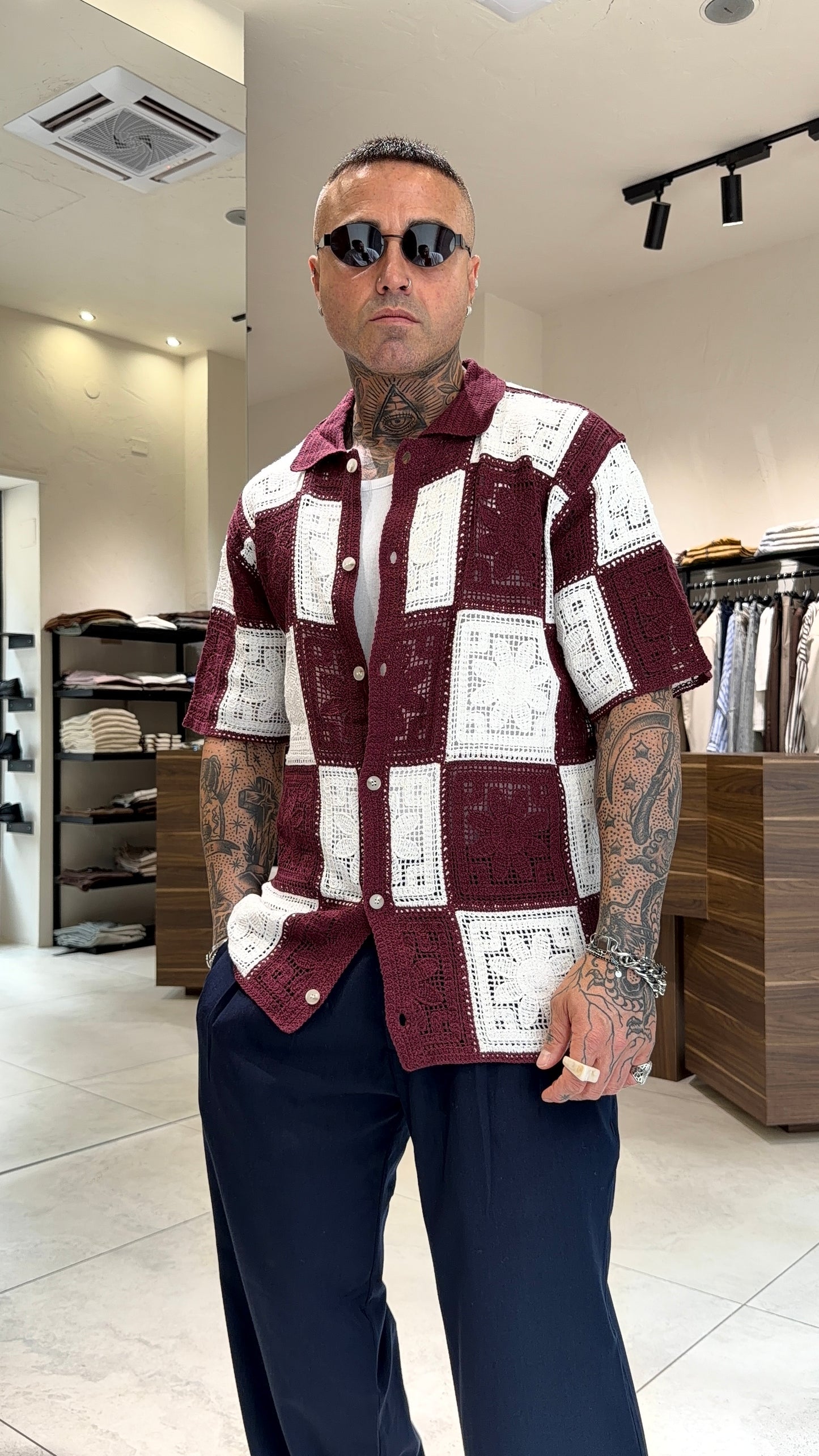 CAMICIA TRAFORATA QUADRO