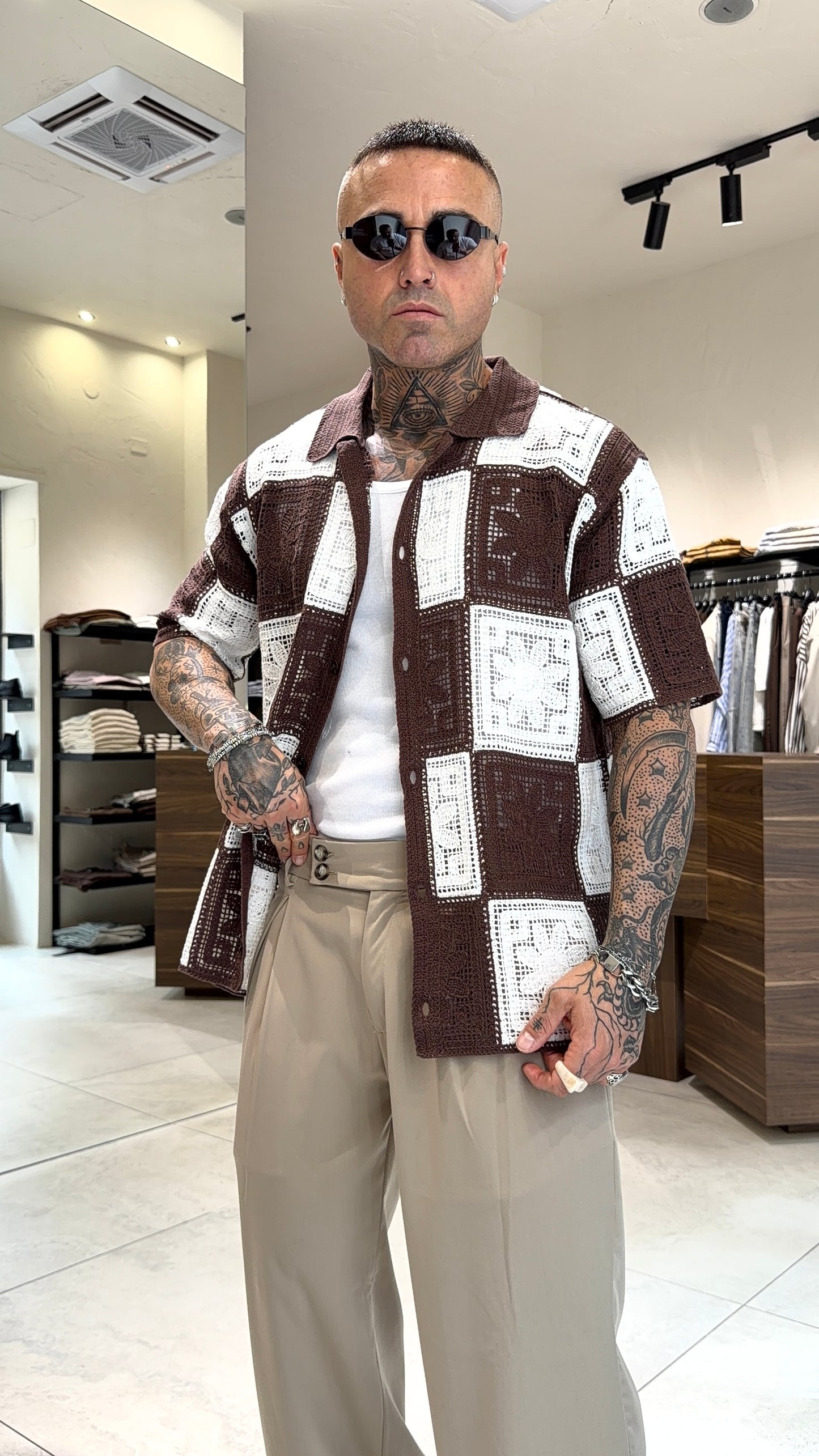 CAMICIA TRAFORATA QUADRO