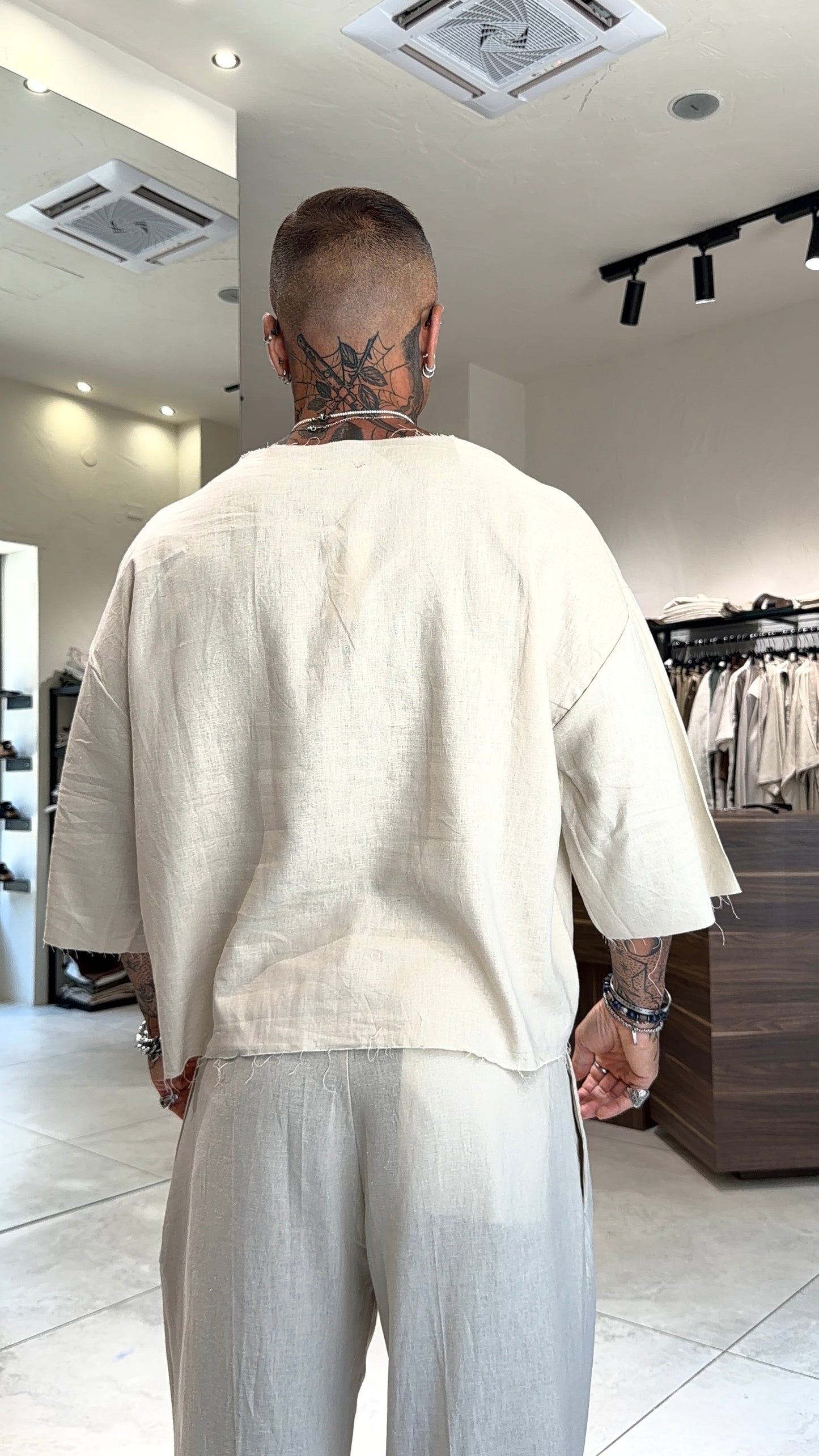 CROPPED LINEN TEE