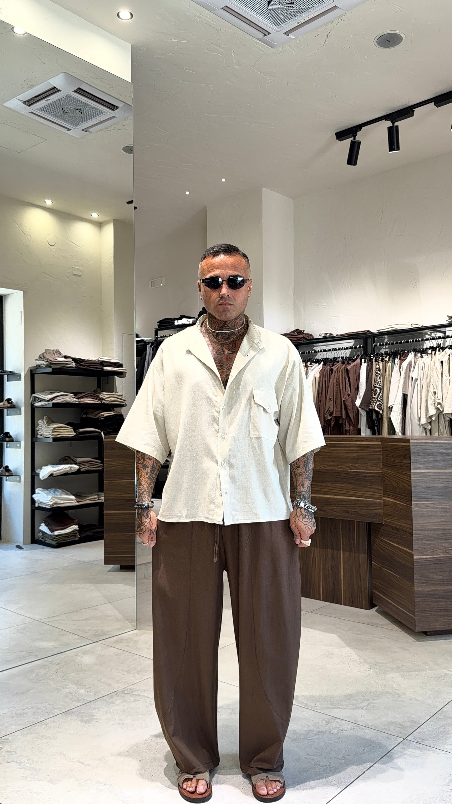 CAMICIA TASCA MISTO LINO
