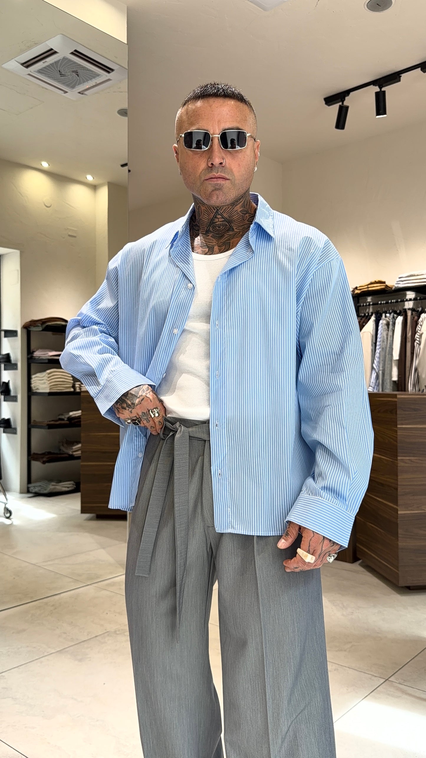 CAMICIA OVER RIGATA ML