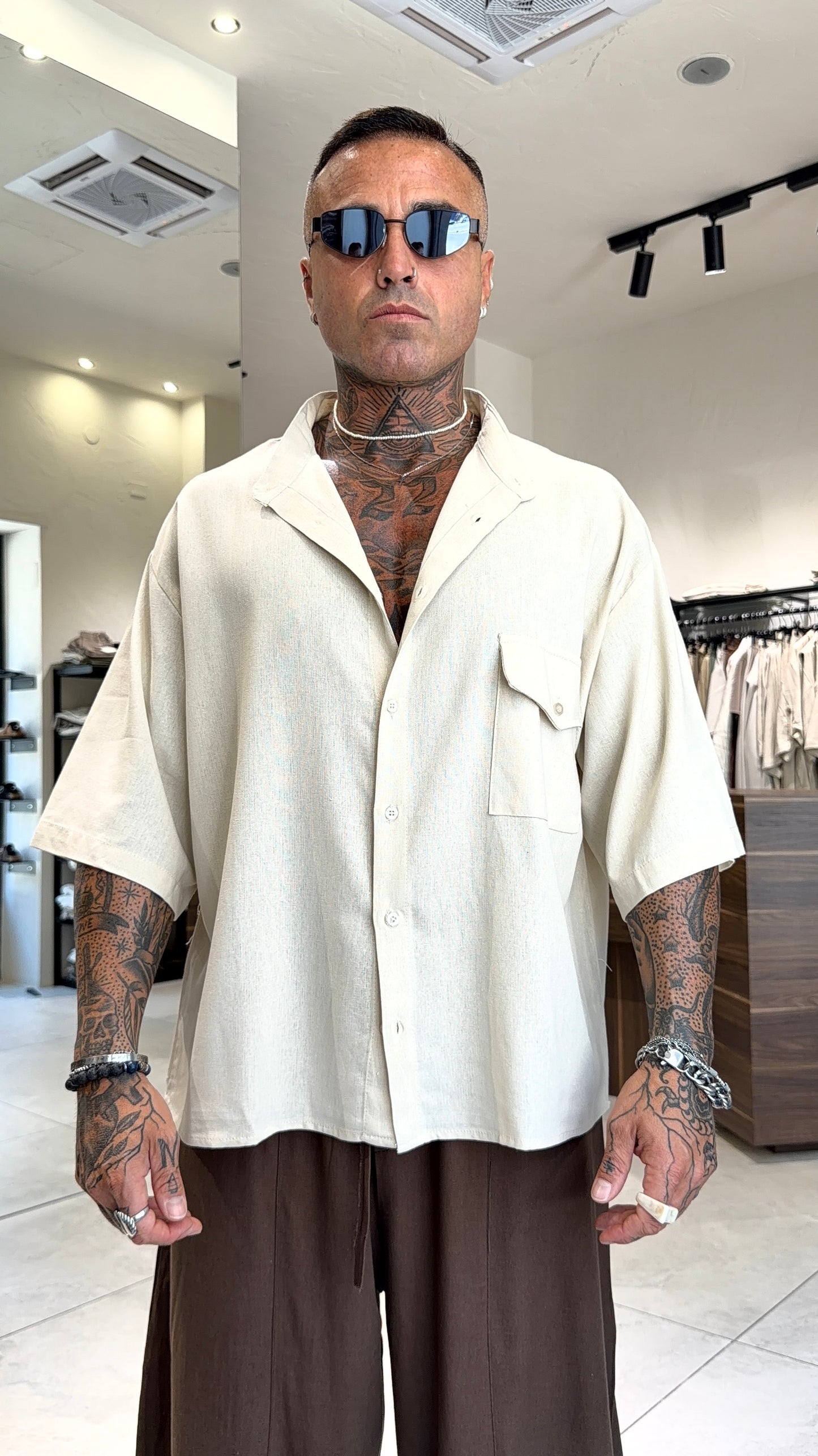 CAMICIA TASCA MISTO LINO