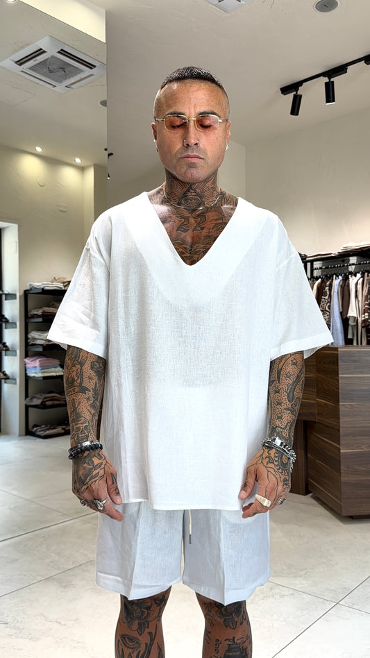 SCOLLO V LINEN TEE