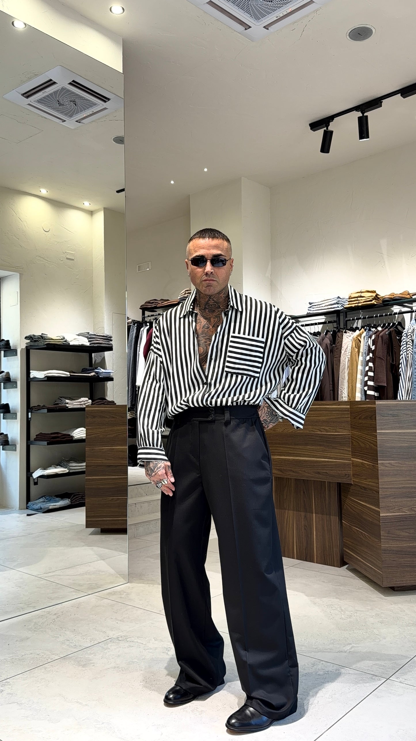 POPELINE RIGHE SHIRT